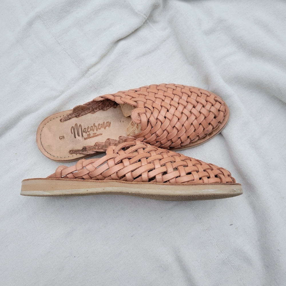 Handmade Woven Leather Huarache Mules 8